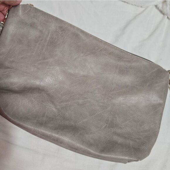 Jen & Co. Taupe Grey Faux Leather Crossbody Purse Handbag Like New - Picture 11 of 13